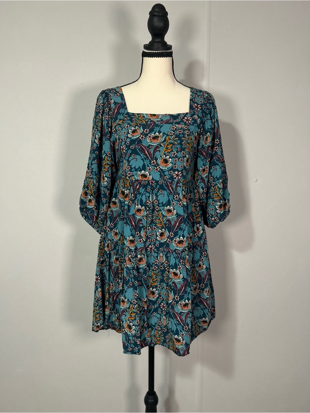Maurices Teal Floral Scoop Neck Dress
